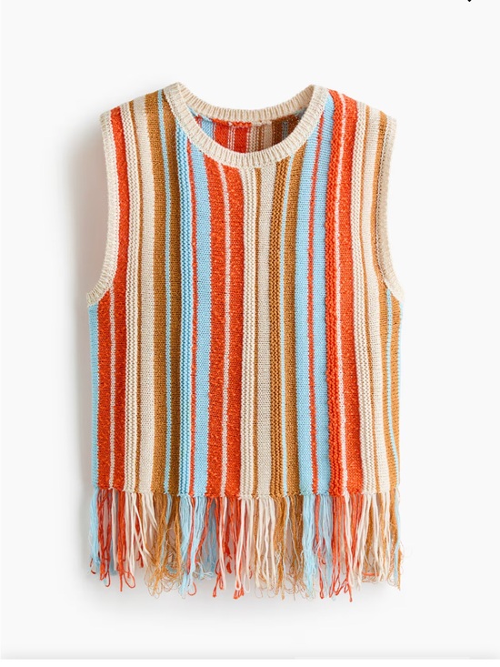 H&M Tops - FRINGE-TRIMMED KNIT TOP